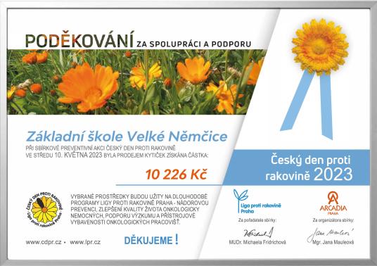 Certifikát - Český den proti rakovině 2023